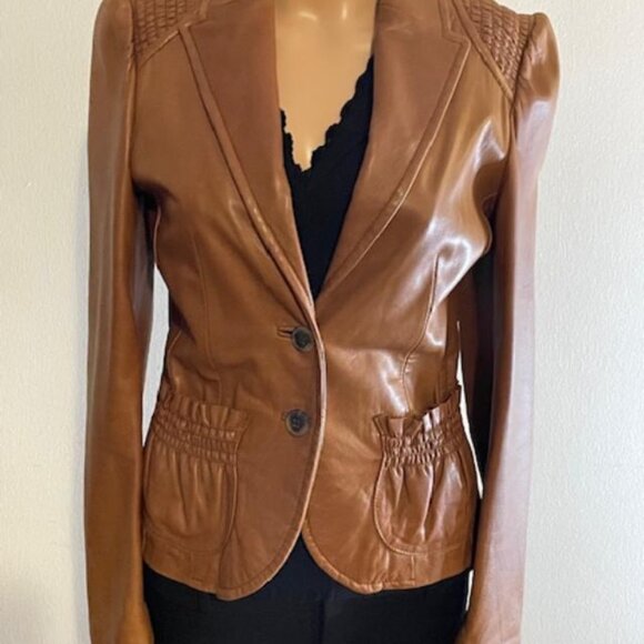Brown leather jacket women small - Picture 1 of 7